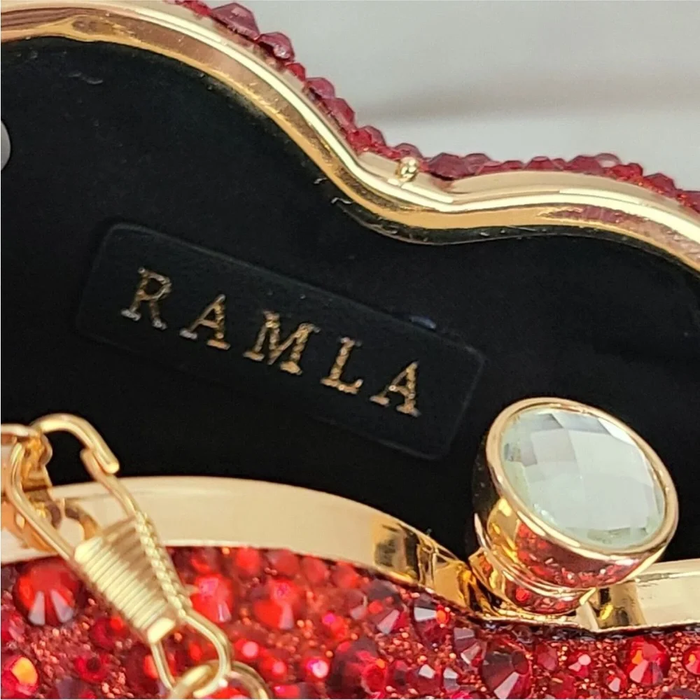 Ramla Red Heart-Shaped Clutch‎